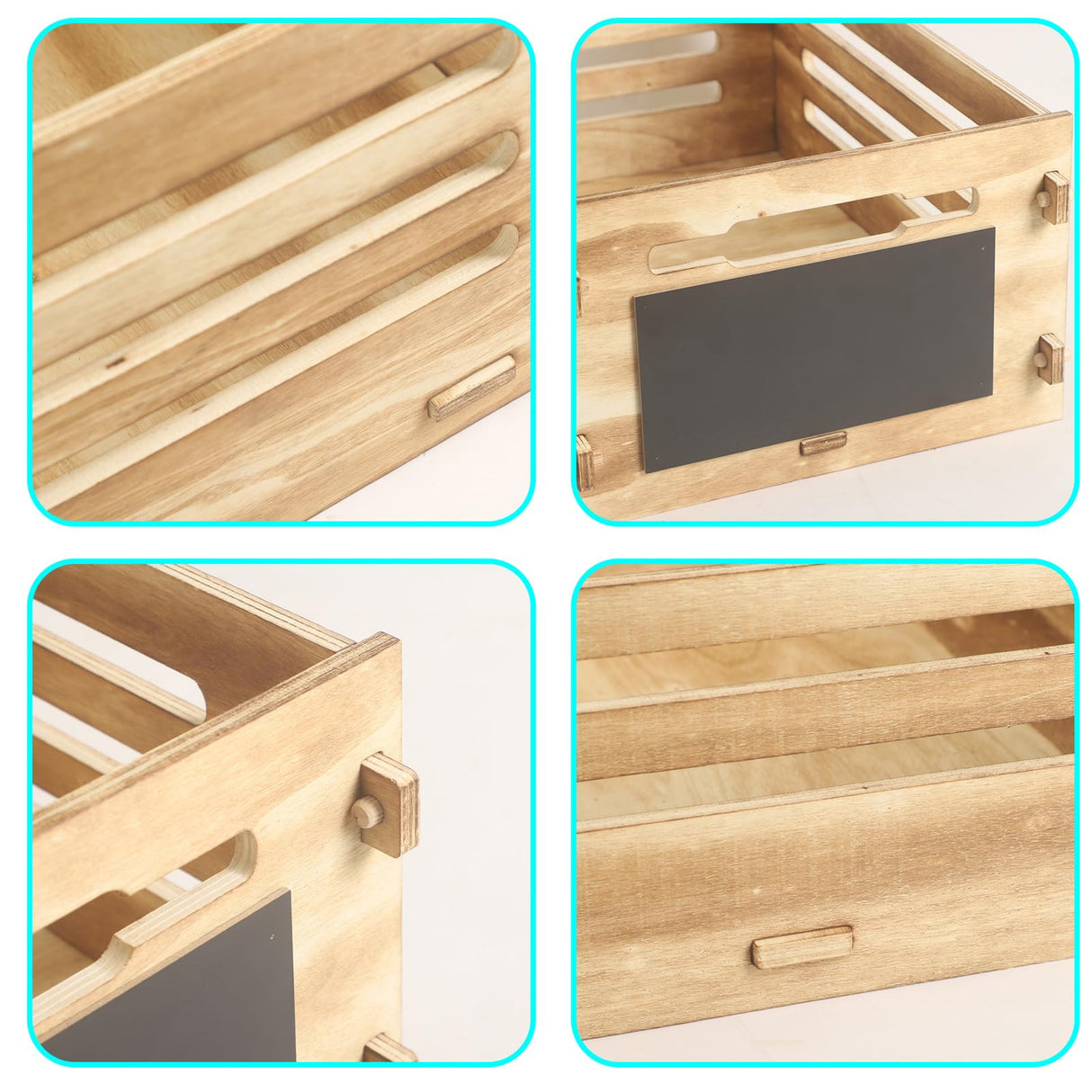 VZODESR Wooden Record Crate Rustic Box for Home Office Storage Cube Record Organizer,Farmhouse Detachable Kitchen Fruits Vegetable Food Craets VZODESR