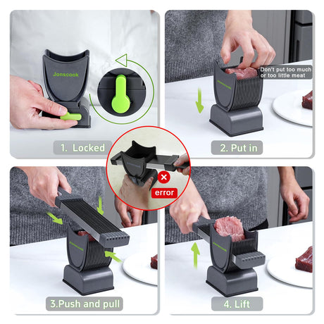 Jonscook Fresh Meat Slicer, Manual Fresh Meat Cutter Food Slicer, Fresh Meat Slicing Shredding, Meat Cleavers -Gray Jonscook