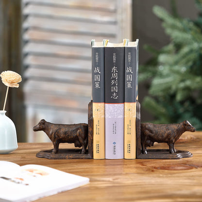 Phaxth Cow Bookends Decorative, Farmhouse Antique Book Ends, Set of 2