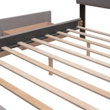 Bellemave Queen Size Platform Bed, Queen Linen Fabric Upholstered Platform Bed Frame with 2 Storage Drawers and 1 Twin XL Trundle, for Kids/Teen/Adults, Wooden Slats Support (Light Gray, Linen) Bellemave