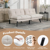 Edbuosy Comfortable Futon Sofa Bed, Memory Foam Loveseat, Convertible Adjustable Sofa Bed CouchSuitable for Office, Home, and Bedroom (White) Edbuosy