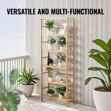 VEVOR 6-Tier Bamboo Shelf, Open Wood Bookshelf, Display Storage Rack Organizer, Freestanding Flower Plant Stand, Multifunctional Bamboo Bookshelf Ideal for Bathroom, Bedroom, Office, Study, Natural VEVOR