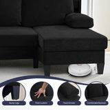 ijuicy 110" U Shaped Couch with Double Chaises, Sectional Couches for Living Room with Sleepable Armrest, 4 Seater Sofa Set/Sectional Sofa, Living Room Furniture (Chenille, Black) ijuicy