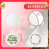 Jetec Christmas Sublimation Blank Pendants Double Side MDF Personalized Blank Bulk Heat Transfer Blank Hanging Pendant White Sublimation Ornament with Red Ribbon for DIY (18 Pcs,3.5 x 2.9 x 0.1 Inch) Jetec