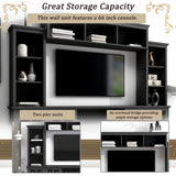 Harper & Bright Designs Modern TV Console Table for TVs Up to 70'', Minimalism Style Entertainment Wall Unit with Bridge, Multifunctional TV Stand with Tempered Glass Door, Black Harper & Bright Designs