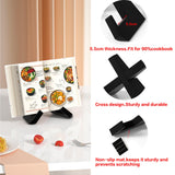 Webtrlics Cookbook Stand, Cookbook Holder for Kitchen,Black Recipe Book Holder for Counter,Wooden Plate Holder Display Stand for Tabletop (Black) Webtrylics