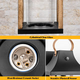 Roravilila Dusk to Dawn Outdoor Light Fixture Rustic Wood, 17” Large Outside Light for House Cylindrical Glass IP65 Waterproof Outdoor Lantern Scone Farmhouse Porch Light Exterior Wall Mounted Lamp Roravilila