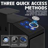 HAWKHONOR Biometric Gun Safe For Handgun, Nightstand Gun Safe, Gun Lock Box For Desk, Car, Truck, Slider Fingerprint Gun Safe Bedside, Quick Release Gun Safe With Fingerprint, PIN Code, Key Access HAWKHONOR