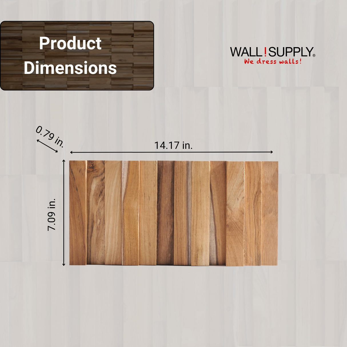 Wall!Supply 3D Wall Panels – Reclaimed Vertical Asian Teak Wood – Home Decor Wallpaper Alternative for Living Room, Bedroom & Office – Easy DIY Installation – 16 Pack, Covers 11.15 Sq Ft Wall!Supply