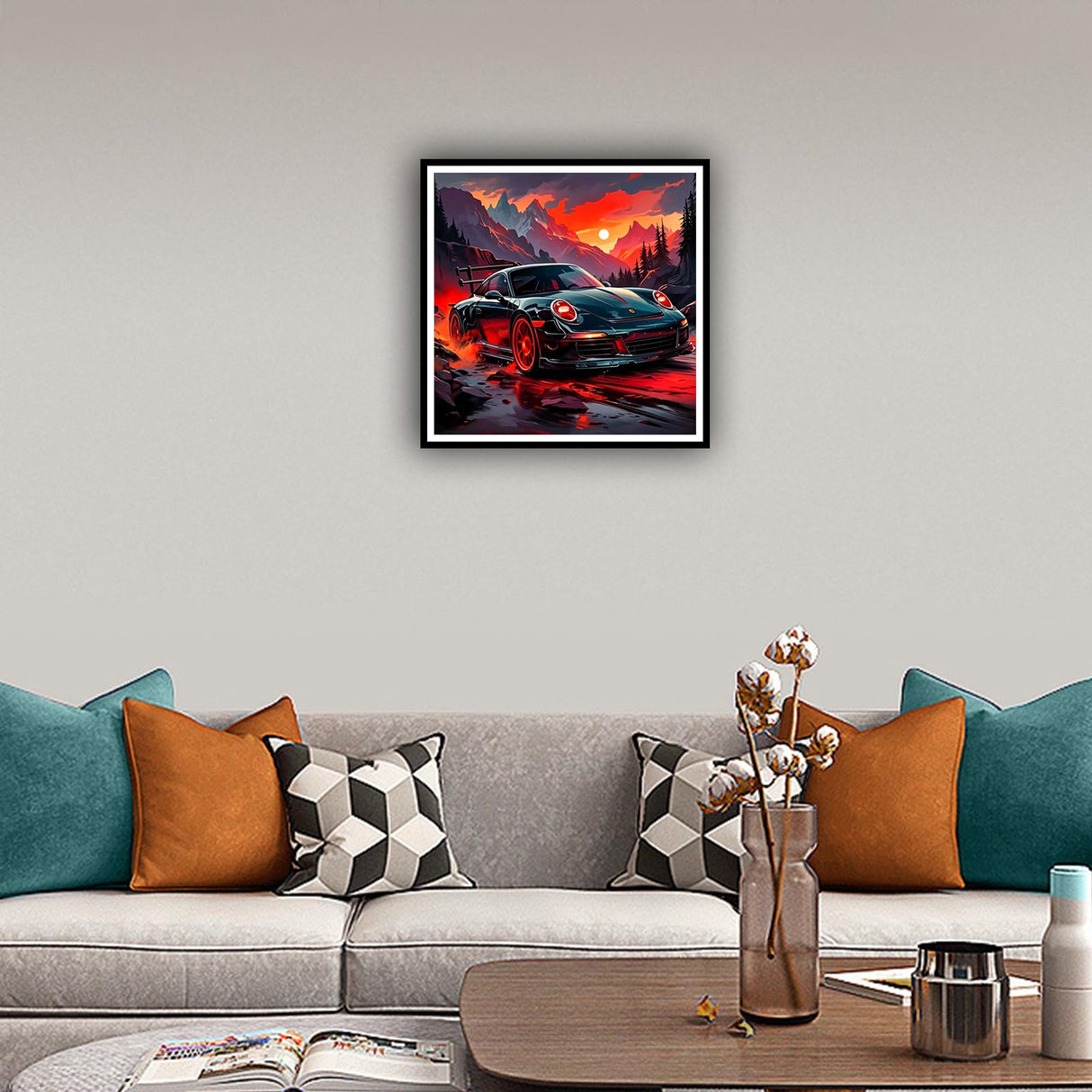 hill froeistung 5D Car Diamond Art Painting Kits for Adults,Sun Diamond Art for Beginners, DIY Full Drill Mountain Diamond Art Painting for Wall Decor,12x12inch hill froeistung
