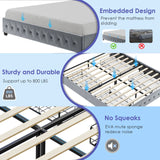 BedsPick Queen Size Bed Frame with LED Lights, Velvet Upholstered Platform Queen Bed Frame with 4 Storage Drawers and Adjustable Headboard, No Box Spring Needed Queen Bedframe, Noise Free, Light Grey BedsPick