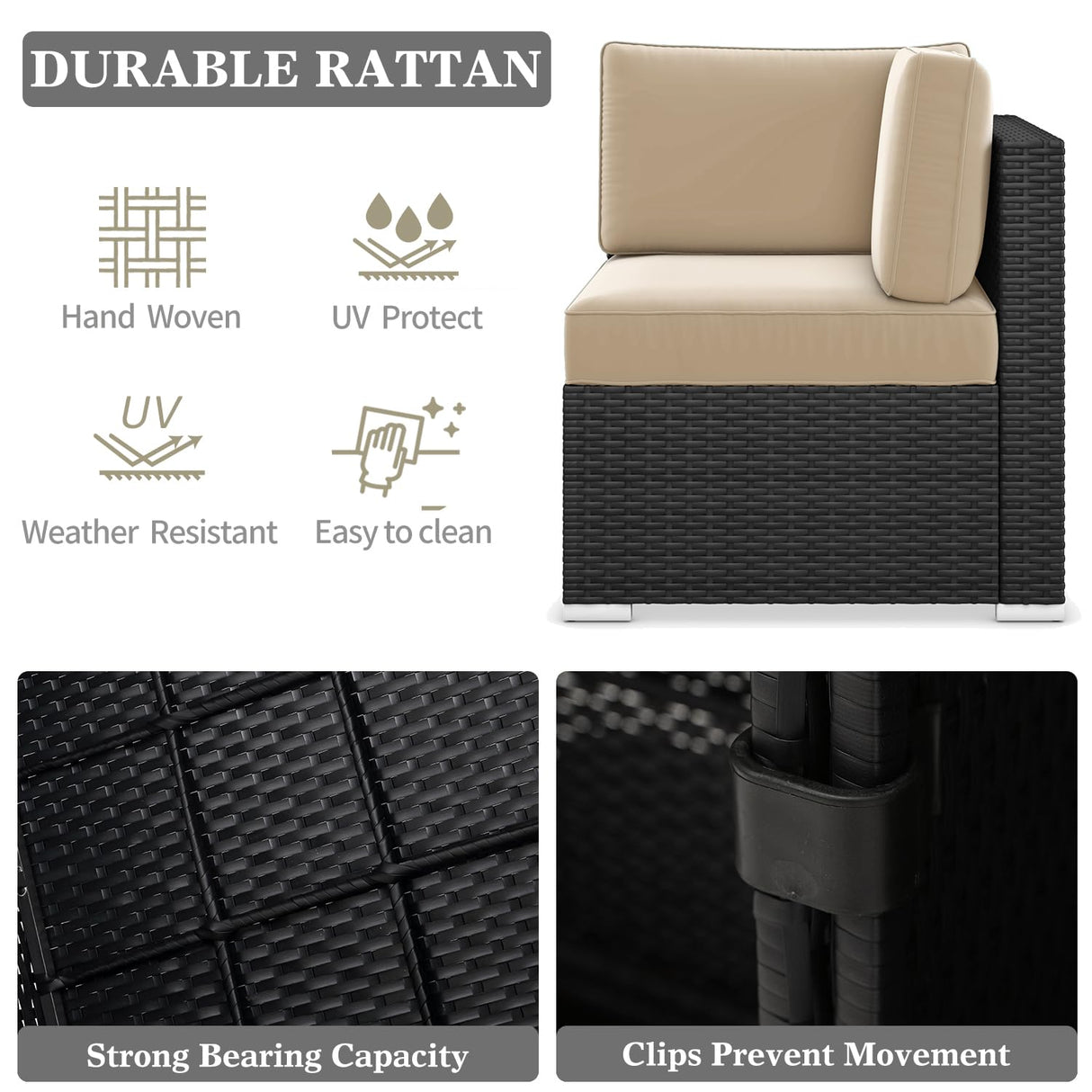 LayinSun 15 Piece Patio Furniture Set with Fire Pit Table, Outdoor Conversation Sets Wicker Rattan Sectional Sofa with Coffee Table LayinSun