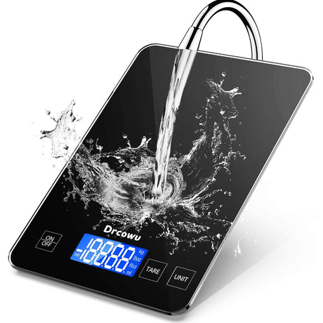 Large Digital Kitchen Scale, Drcowu 15kg Food Kitchen Scales for Baking, Cooking, Keto and Meal Prep, Food Weight Scale with 1g Accuracy and LCD Display, Easy to Read, Grams and Oz (Black) Drcowu