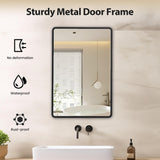 Habison Bathroom Medicine Cabinet with Mirror, 20x30 inch Metal Black Recessed Medicine Cabinet with 3 Adjustable Metal Shelves, Rounded Rectangle Storage Cabinet Habison