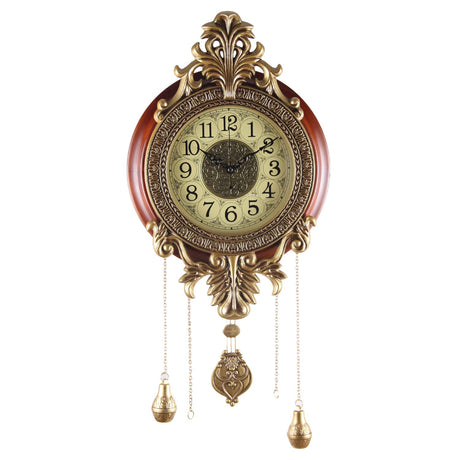 Aero Snail Large Wall Clock with Pendulum, Real Wood Retro Style, Battery Operated, Vintage Royal Decor for Home Living Bedroom Aero Snail