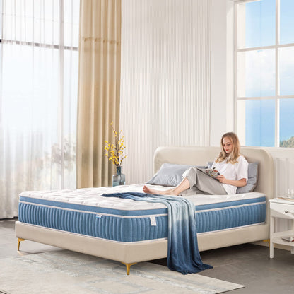 Rimensy King Mattress,14 Inch King Size Mattresses,Hybrid Mattress in a Box,Independent-Spring,Soft and Comfortable,CertiPUR-US Certified, Medium, 76"*80"*14"