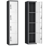 INTERGREAT Metal Locker for Employees with 4 Doors,(72") Steel Locker Storage Cabinet with 4 Tiers,Tall Office Storage Lockers for Home Office,School,Gym (Grey White) INTERGREAT