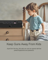 Biometric Handgun Safe with Fingerprint, Digital PIN and Key Access, 2 Gun Capacity,Hand Gun lock box for Car Cloakroom living room Bedroom and Nightstand,USB Power Backup. kawsword