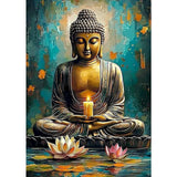 SENQAO Buddha Diamond Art Kits for Adults, DIY 5D Lotus Diamond Painting Kits for Beginners, Round Full Drill Diamond Dots Paintings, Diamonds Pictures Gem Art for Adults Crafts Home Decor 12x16inch SENQAO
