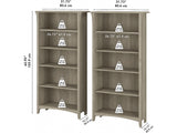 Bush Furniture Salinas 5 Shelf Tall Bookcase Set of 2 - Driftwood Gray Bush Business Furniture