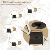 Tangkula Patio Wicker Recliner Chair, Rattan Lounge Chair w/Adjustable Backrest & Footrest, Flip Side Table, Push Back Reclining Seat w/Cushion for Backyard, Porch, Lawn (1, Off White) Tangkula