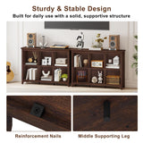 BON AUGURE 6 Cube Storage Bookcase, 43" Wide Horizontal Wooden Bookshelf, Floor Standing Low Book Shelf with Curved Edge for Living Room, Office - Brown Cherry BON AUGURE