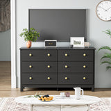 HOUROM Black Dresser, Modern 6 Drawer Double Dresser for Bedroom with Gold Knobs, Adults & Kids Wide Dressers & Chests of Drawers for Hallway, Entryway HOUROM
