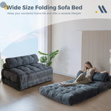 MAXYOYO Folding Sofa Bed, Convertible Sleeper Chair with Pilow Foldable Matress with Back Support, Portable Fold Out Chair Bed Comfy Floor Sofa Lounge for Living Room Bedroom, Dark Grey, Double MAXYOYO