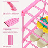 HITHIM 4-Tier Free Standing Shoe Racks for 6-8 Pairs Shoe Storage,Kids Shoe Racks for Small Place,Lightweight Stackable Shoe Shelf Organizer for Entryway, Doorway and Closet,Pink HITHIM