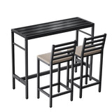 Jinrrenyi Outdoor Patio Bar Set 3 Piece,50" Rectangular Counter Height High Top Bar Tables, 2 Cushioned 41" Bar Stools, Metal Bar Table and Chairs Set for Poolside, Balcony, Backyard, Porch Jinrrenyi