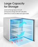 HCK Outdoor Refrigerator 24 Inch, Undercounter Refrigerators with Stainless Steel Door, 161 Can Beverage Fridge for Home Bar, Kitchen, Patio, Outdoor, Commercial Use HCK