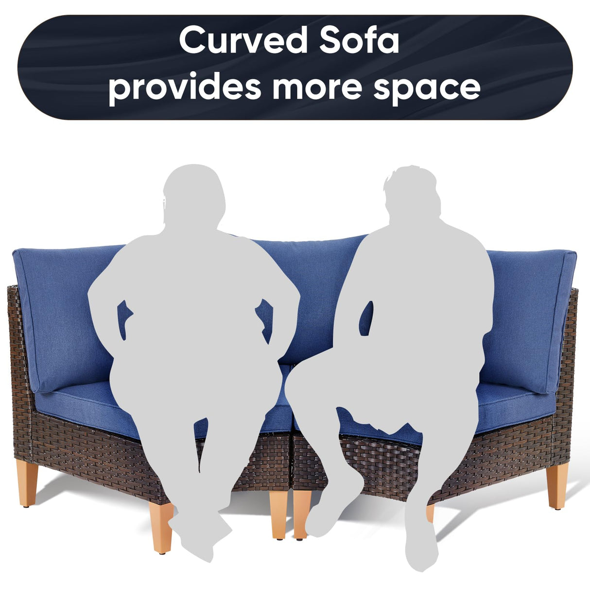 HUMMUH 11 Pieces Outdoor Furniture Set,Outdoor Half-Moon Sectional Couches Swivel Patio Chairs with Ottomans Coffee Table,All Weather PE Wicker Patio Conversation Sets for Garden Porch Backyard HUMMUH