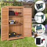 Goplus Outdoor Storage Cabinet, Wooden Storage Shed with Latch, Detachable Shelves & Weather Resistant Pitch Roof, Vertical Garden Tool Organizer for Outside Yard Patio Deck Goplus