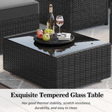 LayinSun 15 Piece Patio Furniture Set with Fire Pit Table, Outdoor Conversation Sets Wicker Rattan Sectional Sofa with Coffee Table LayinSun