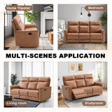 ANJ Manual 3 Seat Recliner Sofa, Modern Classic Couch Set with Overstuffed Arms and Back for Living Room Bedroom ANJ