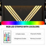 VOWNER 39.3" H Modern Reception Desk with LED Lighting, Office Counter with Display Cabinet, Secretary Desk with Power Outlets – Front Desk for Salon, Lobby – White (55.1" W x 21.2" D x 39.3" H) VOWNER