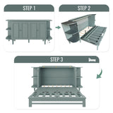 VilroCaz Farmhouse Queen Size Murphy Bed Chest Cube Cabinet Bed with Charging Station and 2 Open Shelves, Solid Wood Folding Platform Bed for Home Office Guest Room Small Room (Venus Teal, Queen) VilroCaz