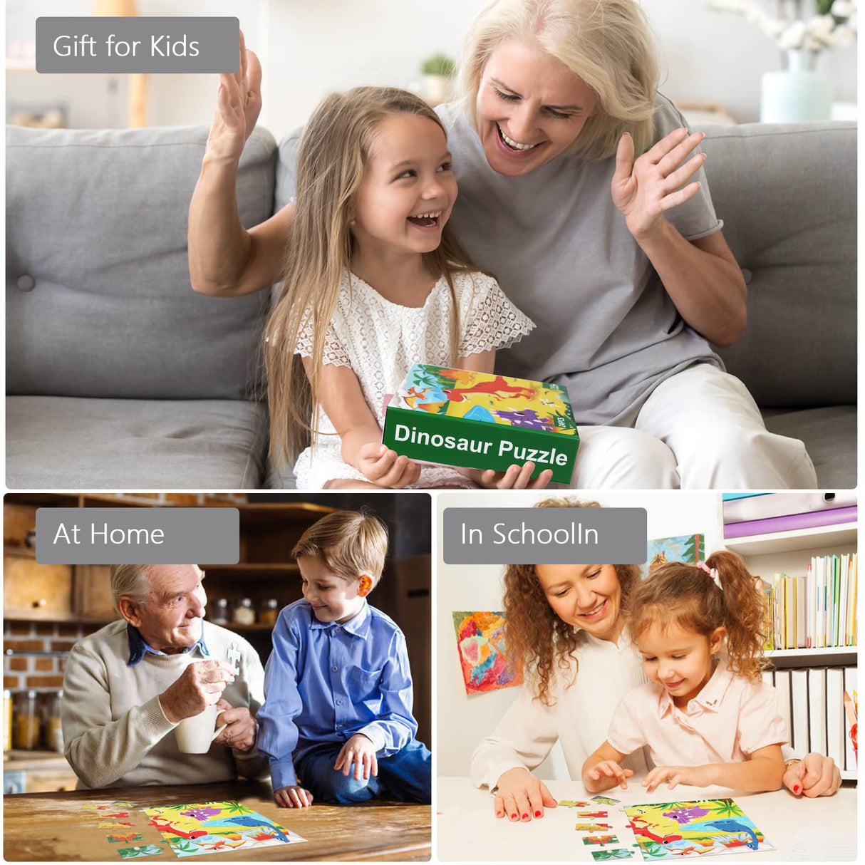 Puzzles for Kids Ages 3-5, 4-8,24 Piece Dinosaur Jigsaw Puzzles for Toddler Children Learning Educational Puzzles 4 5 6 Year Toys for Boys and Girls TPQKA