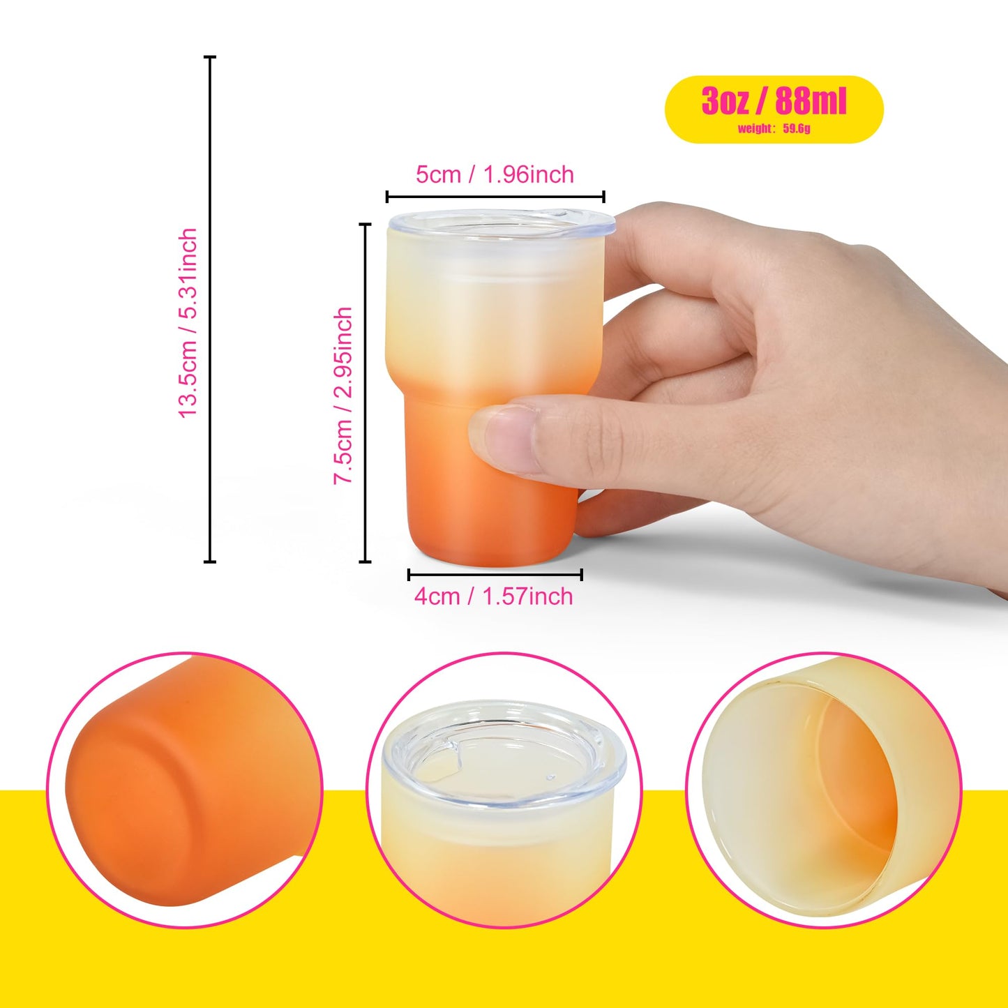 AGH Sublimation Shot Glasses 3 oz Mini Glass Tumblers Set of 12 Gradient Shot Glasses Sublimation Blanks Products