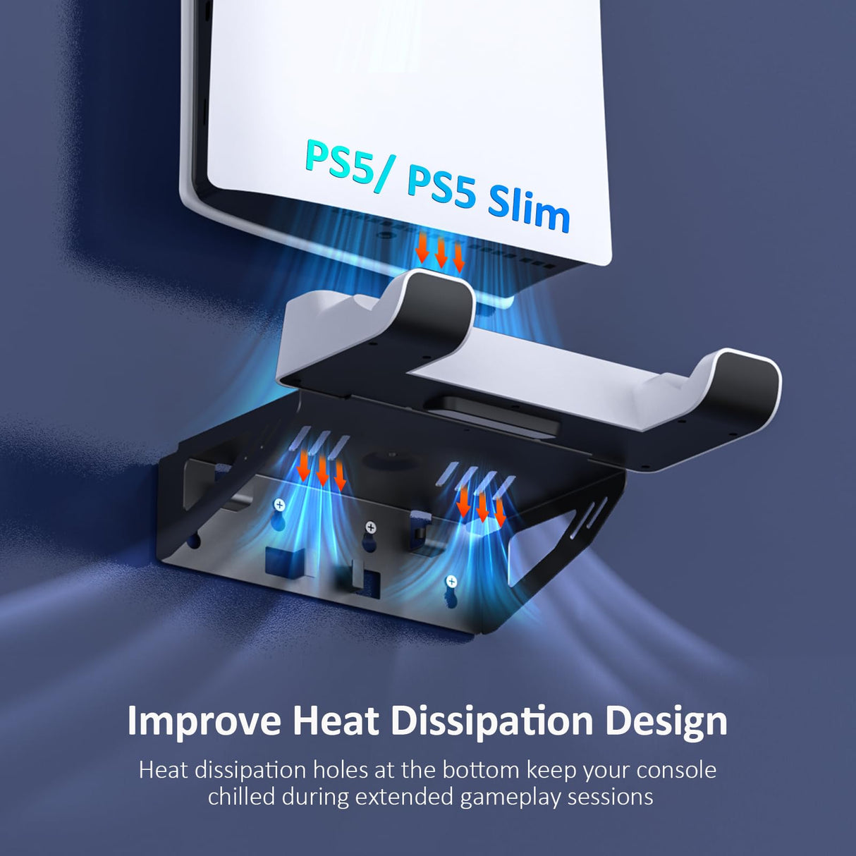 NexiGo PS5 (All Versions) Wall Mount Kit with Charging Station for PS5/PS5 Slim/PS5 Pro Consoles, Regular and DualSense_Edge Controllers, Stable Metal Wall Hanging Stand with LED Indicator NexiGo