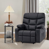 MCombo Oversized Power Lift Recliner Chair with Extended Footrest for Elderly People, Faux Leather R7289 (Black, Oversize) MCombo