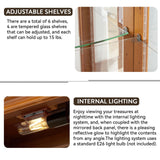 Mcltopz Lighted Curio Cabinet with Tempered Glass Doors, 6 Tiers Curio Diapaly Cabinet with Adjustable Shelves and Mirrored Back Panel, Floor Standing Glass Display Cabinet for Home No Bulb (Oak) Mcltopz