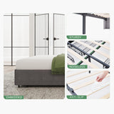 Novilla Upholstered King Size Bed Frame Platform with 4 Storage Drawers and Fabric Headboard, Non-Slip and Noise-Free King Bed Frame, Strong Wooden Slats, No Box Spring Needed, Grey Novilla