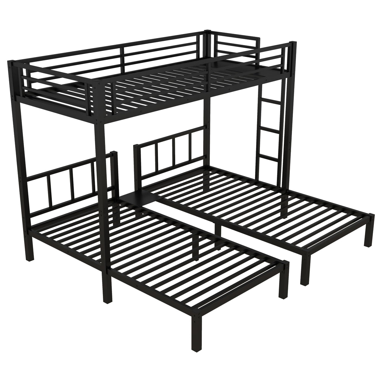 Bellemave Triple Bunk Bed for Kids, Detachable Metal Twin Over Twin Over Twin Bunk Bed with Guardrails, Built-in Ladder, Shelf, Converts to 3 Separate Twin Beds, Easy Assembly, Black Bellemave