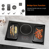 BIGoods 36 Inch Induction Hob Cooktop 5 Burners, Flat Glass Top Electric Stove with Bridge-SYNC, 3 Preset Modes Booster, Timer, Pause, Child Lock, Drop in, 208~240V/50A, Black BIGoods