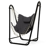 Unique U-Shaped Hammock Chair with Stand,Sturdy & Rust-Resistant,Free Gray Cotton Hammock Chair TOREVSIOR