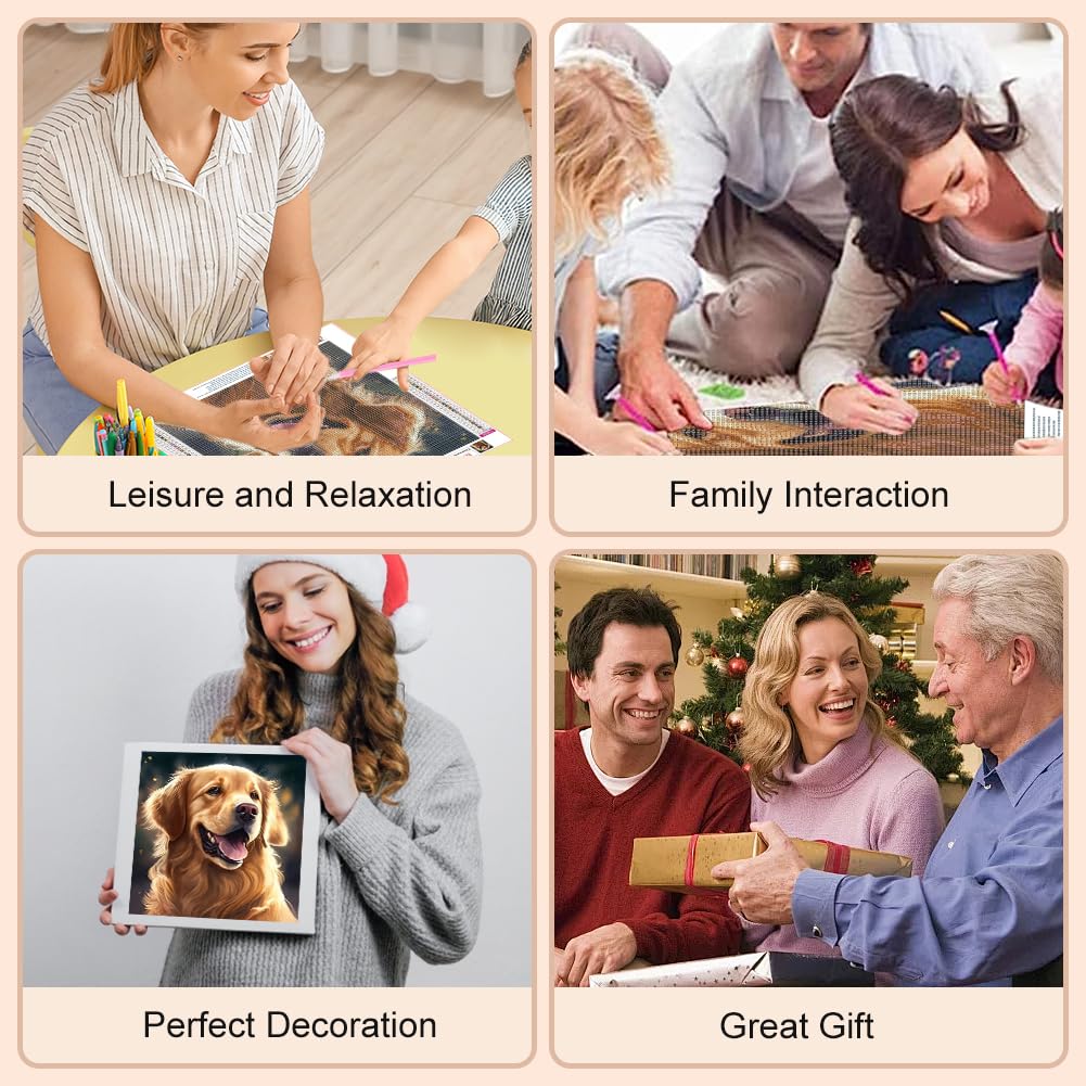 WSLWXSHM Diamond Painting Kits for Adults Dog, Round Full Drill Diamond Art Kits, 5D DIY Paint with Diamonds Crafts for Home Wall Decoration Gifts 12×12Inch, Animal WSLWXSHM