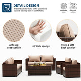 UDPATIO Outdoor Patio Furniture, 4 Pieces Outdoor Sectional Patio Set with Storage Coffee Table and Khaki Cushions, Patio Loveseats Balcony Furniture for Small Space UDPATIO