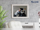 Figured'Art Paint by Numbers for Adults Monkey Wearing Headphones 16"x20" - Craft Art Painting Rolled Canvas with DIY Wooden Frame Figured'Art