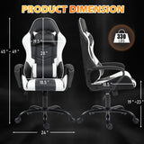 ECOTOUGE Gaming Chair, Ergonomic Computer Gamer Chair with Massage Lumbar Support & Rocking High Back, 360° Swivel Video Game Chair for Gaming or Office, Height Adjustable (White) ECOTOUGE